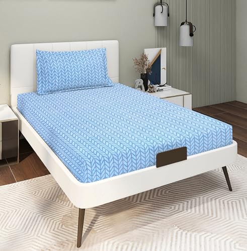 Image of RD TREND Presents Bedsheet for Single Bed Polycotton 210 TC, Size-60X90 Inches(152X228 CM), Single Bedsheet with Pillow Cover (18X28 Inches) Blue
