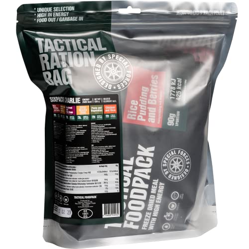 Tactical Foodpack Sixpack Charlie - Comida militar Raciones Emergencia - 6 comidas + bolsa calentadora - 10723 kJ / 2406 kcal - Consumir antes de 2030 - Comida supervivencia militar al aire libre …