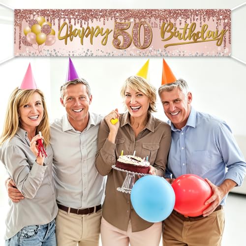 Image of Excelloon 50th Birthday Banner Decorations for Women