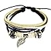 Wild Wind (TM) Christmas Fantastic Leaf Multi-strand Braided Rope Adjustable Leather Bracelet