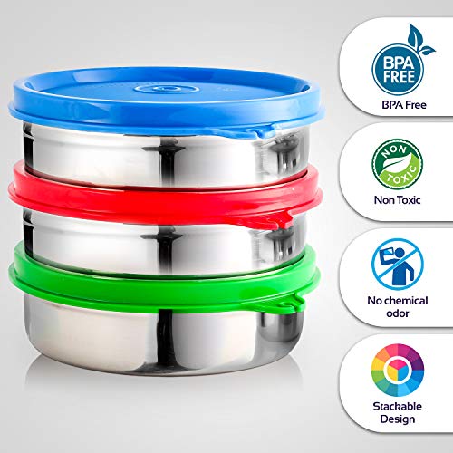 Image of Signoraware Executive Stainless Steel Small Lunch Box (200mlx3 | Set of 3 | Multicolour)