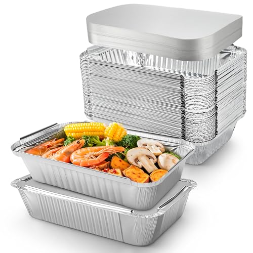 BTSD-home 25 Stück Aluschalen Grillschalen Auflaufform mit Deckel Aluminium Schalen 850 ml Aluminiumfolie Schalen Behälter für Backen, Braten, Kochen