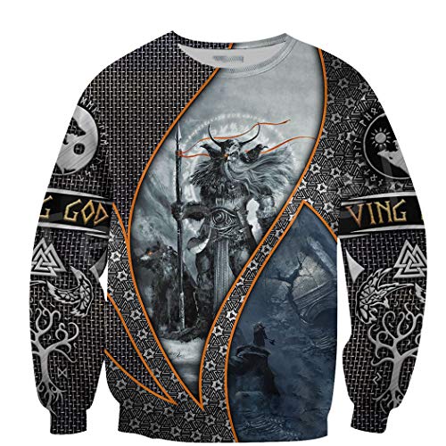Sweatshirt viking homme femme zippé avec imprimé 3D sweat manches longues