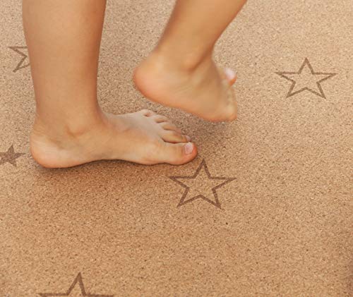 Speelkleed voor kinderen, baby's en peuters, gemaakt van kurk en rubber, Stars 140x110cm, anti-allergeen en antislip, kruipmat gemaakt van natuurlijke materialen, inclusief draagtas - Afbeelding 5