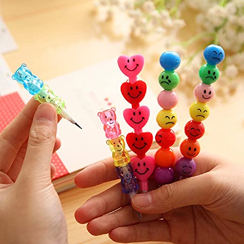 Acfun 8 lápices apilables con diseño divertido miniatura 2