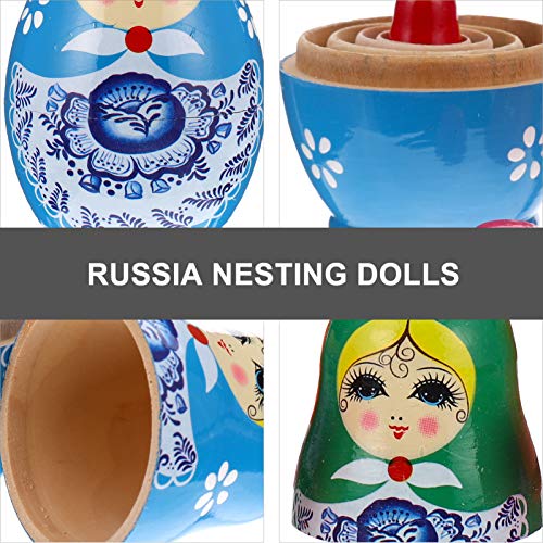 Toyvian Russische Matroschka Puppen 5 traditionelle Babuschka Matrjoschka Holzpuppen Mädchen Figuren Stapeln Puppen Spielzeug Geschenk für Kinder Geburtstag 11 cm hohe Zufälliger Stil