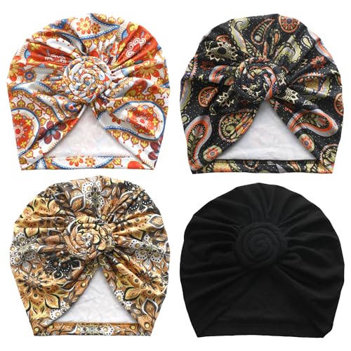 Image of KYNARI Turban Head Wraps for Women, Pretied Stretch Bonnet Hair Wrap | African Knot Turban Hats Pre Twist Headwear Soft Head Scarf Elastic and Breathable Head Covering Cancer Caps for Black Women