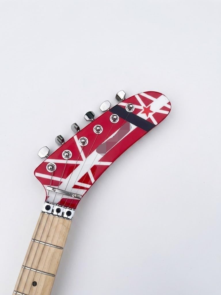 Chitarra elettrica a corpo solido, stile tributo heavy metal a strisce rosse con tremolo bloccabile, 6 corde full size for hard rock (Guitarra Eléctrica)