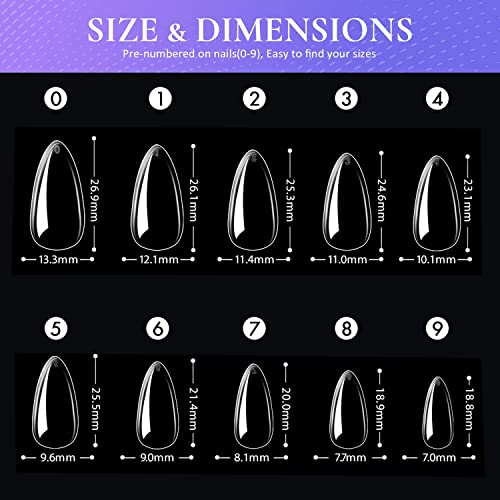 Almond Nail Tips With Nail Gel, Ejiubas Nail Gel Nail Tips Fake Nails False Nails Gel Nails #TOP3