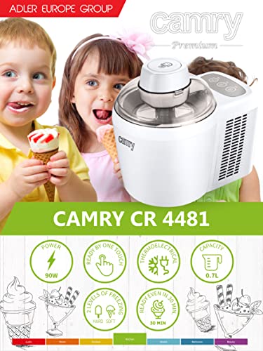 JUNG CAMRY CR4481 Eismaschine mit Kompressor, Selbstkühlend, 90W, 0,3 L Kapazität, für 1-2 Personen, perfekt für… – Bild 7