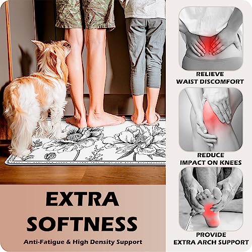 Chiinvent Floral Kitchen Rugs Set Of 2 Anti-Fatigue Non Slip Waterproof Cushioned Kitchen Runner Rugs Pvc Comfort Standing Kitchen Mats For Floor thumb #1