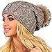 Winter Beanie for Women with Raccoon Fur Pom-pom, Fashionable Merino Wool Knit Hat with Fleece Lining, “Athena” is perfect for Cold Weather