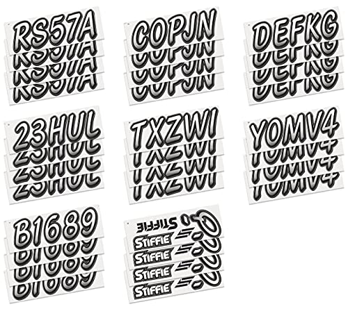 Image of STIFFIE Whipline White /Black 3 inch Super Sticky Boat & PWC Registration Decals • Numbers Letters Stickers