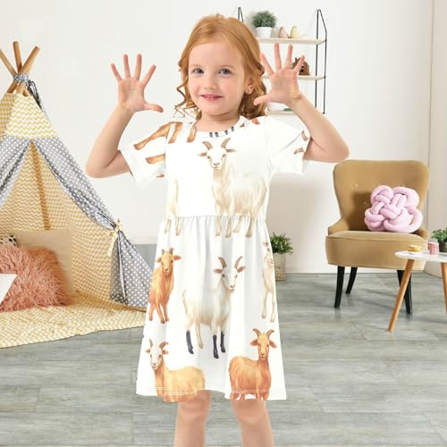 Boccsty Goats Black Brown Baby Girls Dress Kids Toddler Sundress Party Summer Dresses 2T4