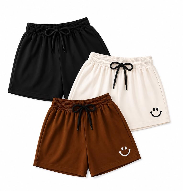 Women's Shorts Pack of 3, Cotton Blend, Printed, with Elastic Waist