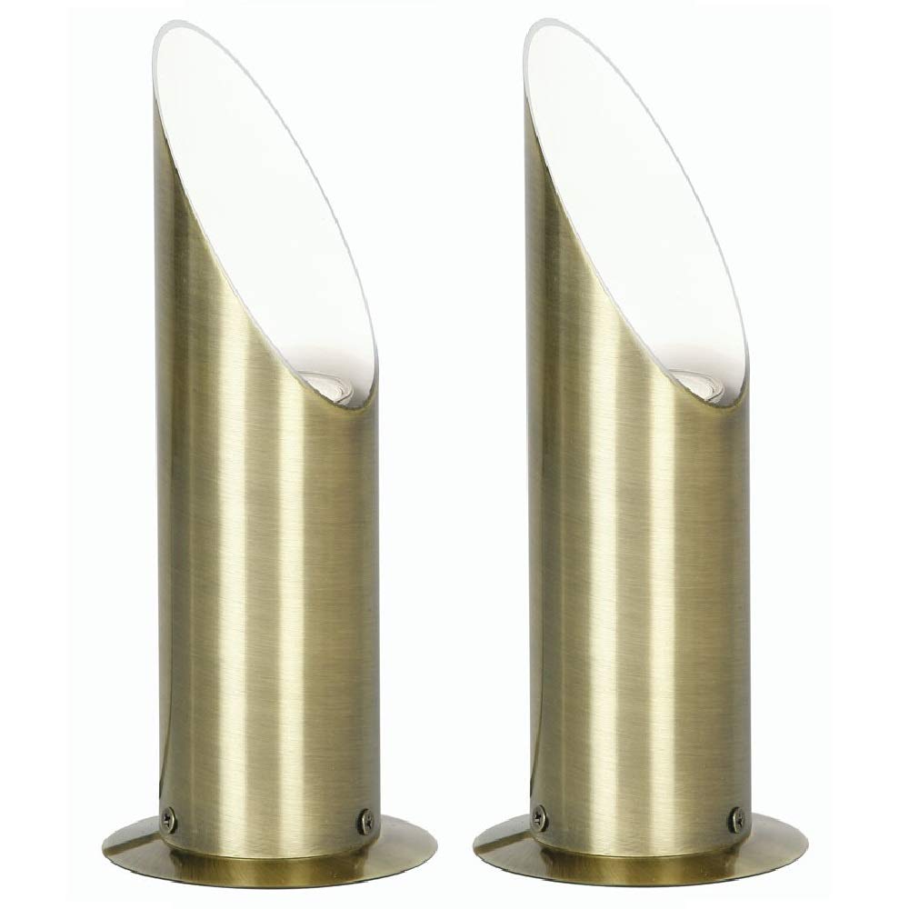 Britalia 2 Pack - Antique Brass Vintage Retro Up Light Spot Floor & Table Light | Wall Uplighter | 1 x GU10 Lamp Bulb Required (Not Included) | Lounge - Office - Bedroom | UK 3 Pin Plug