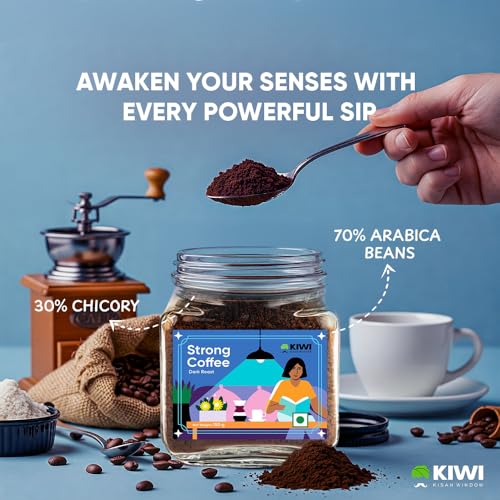 Image of Kiwi Kisan Window Strong Instant Coffee, 150g (70 Cups) | Dark Roast Espresso | 100% Arabica Beans | Bold Flavor, Rich Aroma, Smooth Finish