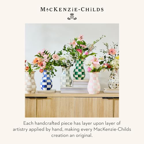 Image of MACKENZIE-CHILDS Enamel Tall Vase, Gray-and-White Sterling Check