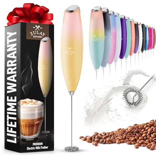 Zulay Powerful Milk Frother for Coffee with Powerful Motor - Handheld Frother Electric Whisk, Milk Foamer, Mini Mixer & Coffee Blender Frother for Frappe, Latte, Matcha, No Stand - Mimosa Zulay Powerful Milk Frother for Coffee with Powerful Motor - Handheld Frother Electric Whisk, Milk Foamer, Mini Mixer & Coffee Blender Frother for Frappe, Latte, Matcha, No Stand - Mimosa