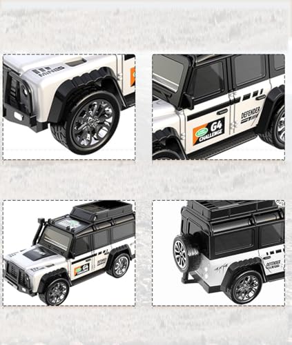 Image of Mini Alloy Off-Road RC Car for Kids 6+ 1:64 Scale Remote Control Car Toys Strip Lights, 2.4Ghz, USB Rechargeable (Black & Green)