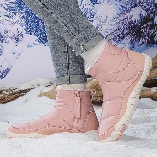 Image of Men's and Women's Barefoot Hiking Boots | Zero Drop Winter Snow Boots with Wide Toe Box | Slip-On Waterproof Ankle Booties | Minimalist Five-Finger Sneakers for Outdoor Hiking and Walking