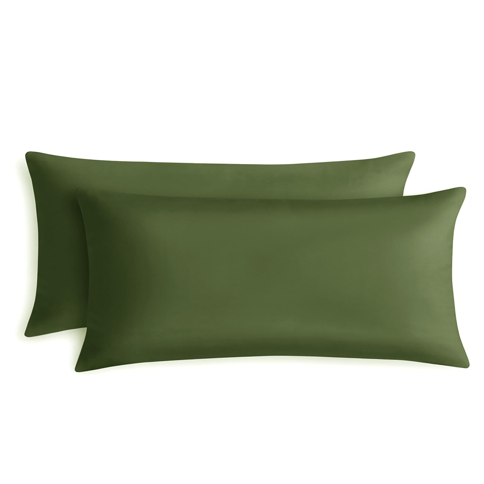 RUIKASI Pillow Cases 2 Pack King Size Olive - Green Plain Pillowcases with Envelope Closure Breathable Premium Brushed Microfiber Set of 2 Pillow Covers Standard 50x90 cm
