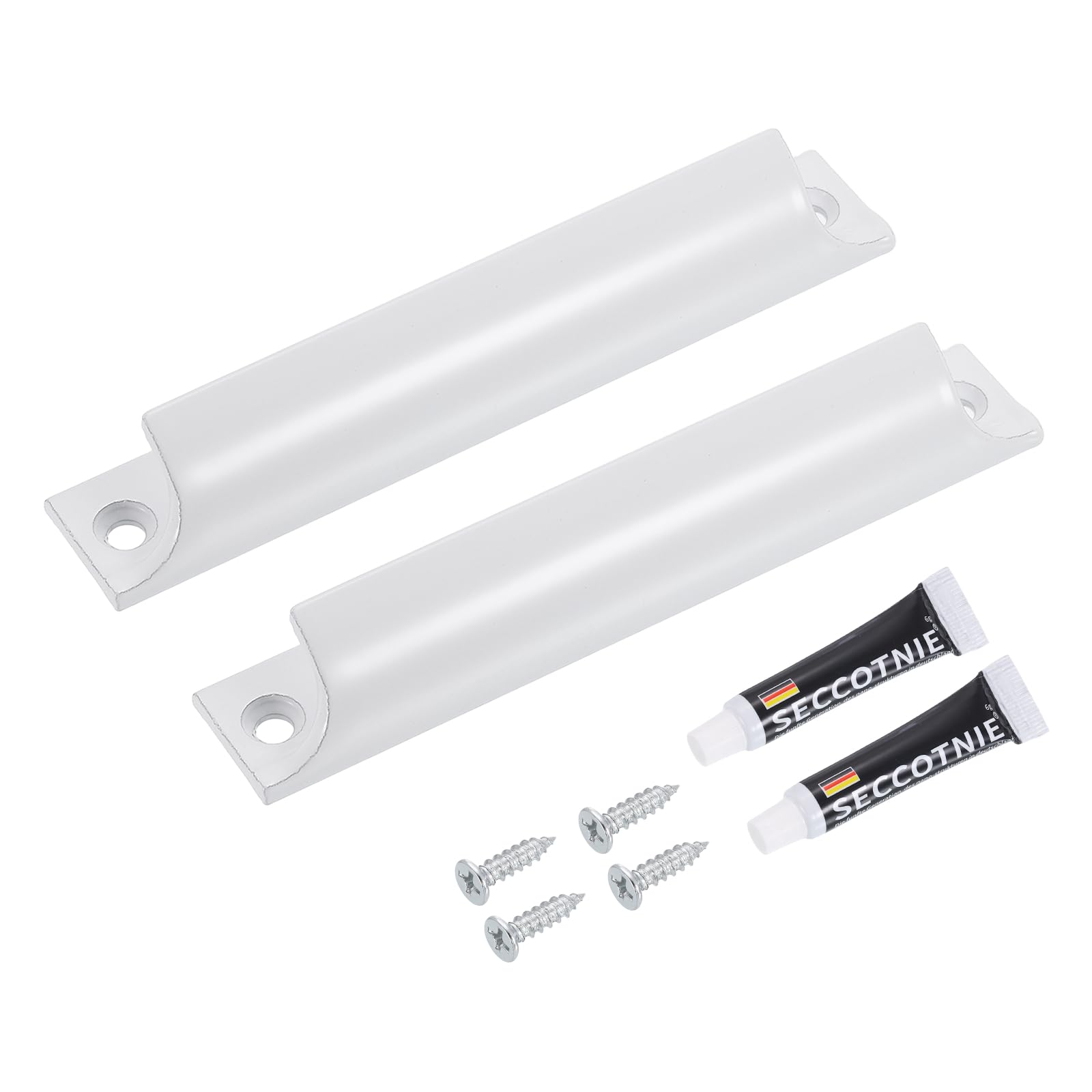 sourcing map 2Pcs Drawer Pulls Handles, 4.7inch Aluminum Alloy Window Sash Lift Handle Finger Pulls with Mounted Screw Glue for Sliding Window Kitchen Closet Drawer, White