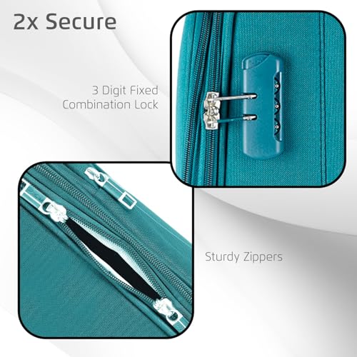 Image of Safari Dynamo Set of 3 (Cabin + Medium + Large) Trolley Bags Polyester Expandable Soft Luggage, 4 Wheels 360 Degree Wheeling, Travel Bag, Suitcase for Travel, Trolley Bags for Travel (Teal)