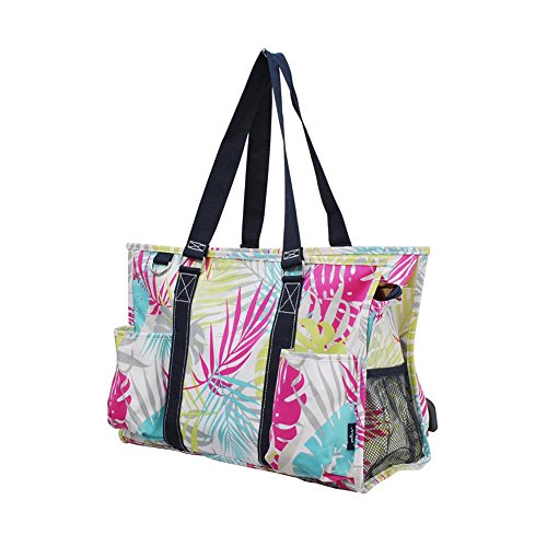 NGIL All Purpose Organizer Medium Utility Tote Bag 2018 Spring Collection (Tropical Palm Leaf Navy)