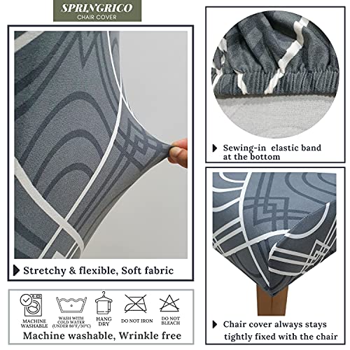 Image of SPRINGRICO Chair Covers for Dining Room 6 Pack, Stretch Dining Chair Cover, Washable Spandex Kitchen Parsons Chair Slipcovers, Removable Seat Protector for Home or Party ( Set of 6, Bora Bora)