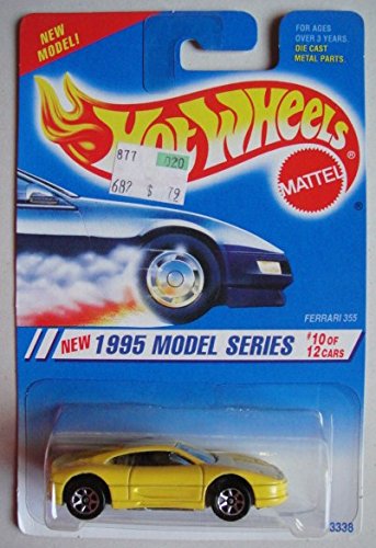HOT WHEELS 1995 MODEL SERIES 10/12 YELLOW FERRARI 355 7SPOKE 'NEW MODEL' CARD