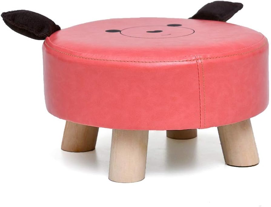 Footrest Stool/Foot Rest Meng Meng Shape Small Animal Pattern Small Bench, Bright Colours, Solid Wood Stool Legs, Strong Stability Footstool Step Stool (Colour: Rojo) (Rojo)