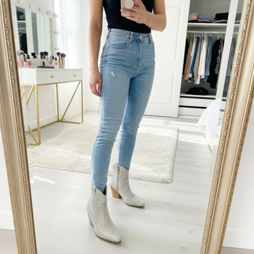 CUSHIONAIRE Women's Bravo Rhinestone Western Boots with +Memory Foam, Sparkly Cowboy Ankle Booties4