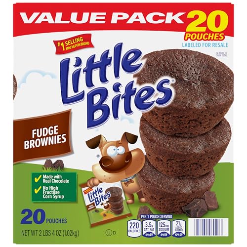 (Value Pack) Little Bites Fudge Brownies, 20 individual packs, (1.8 oz each), Made with Real Chocolate Mini Muffins, 36 oz Multipack