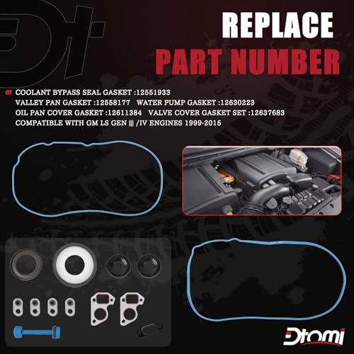Image of LS Gasket Set, Cylinder Head Gasket Set Kit Compatible with GM Chevy GMC Vehicle 1999-2010 4.8L, 5.3L, 5.7L, 6.0L LS1 LS6 LQ4 LQ9 Engine, Silverado 1500 2500 Replaces# 12633904, 12558177, BTR73450