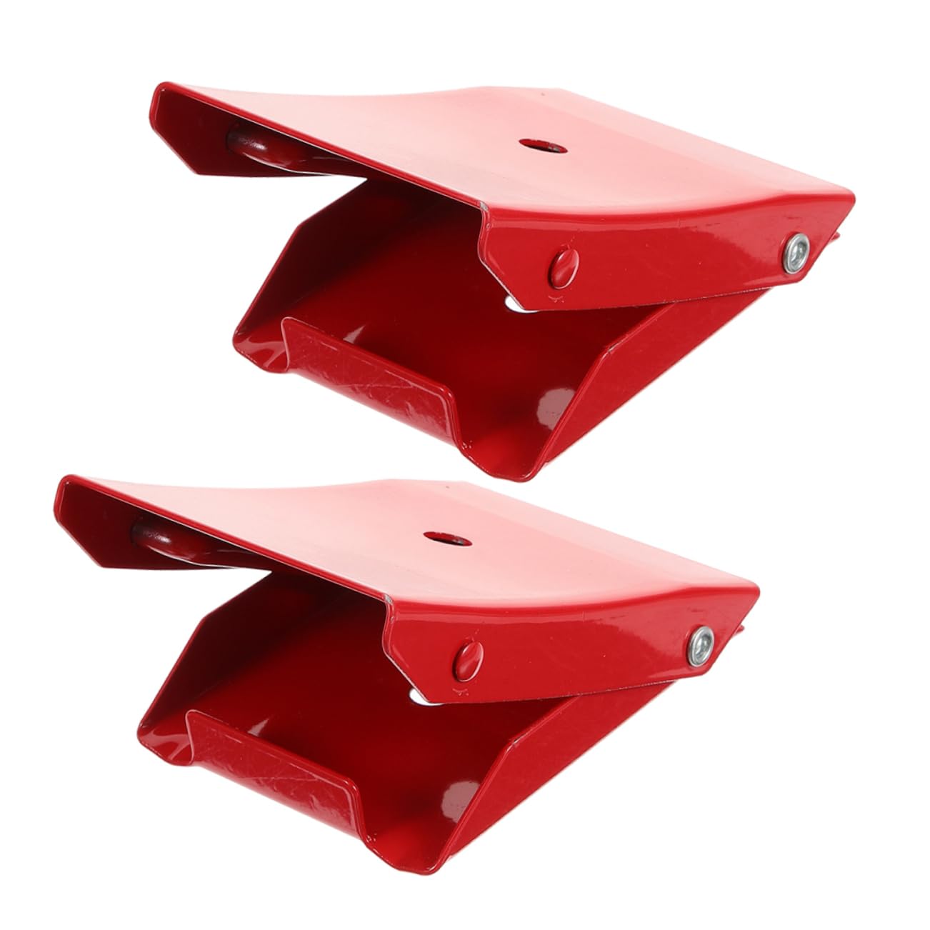MAGICLULU 2 Stück Rote Metall Unterlegkeile für Anhänger und Wohnwagen Rutschfeste Dreiecks Wheel Chocks mit Hoher Haftung und Stabilem Halt im Fahrzeugzubehör