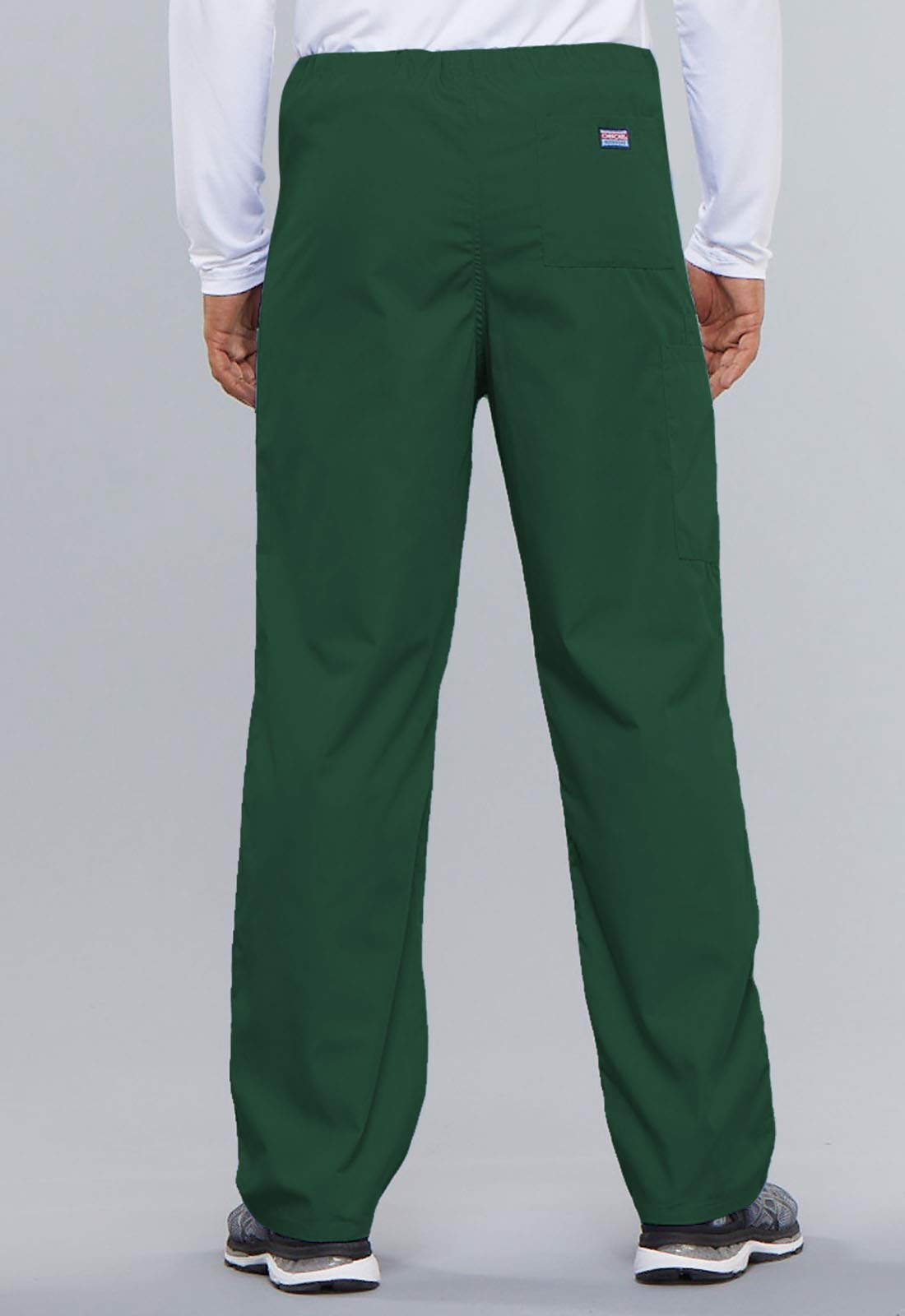 Cherokee Conjunto de ropa quirúrgica para hombres y mujeres de, ajuste tradicional cuello en V 4777 con cordón de tiro natural pantalón cargo 4100, verde cazador, XS Top/S Pant