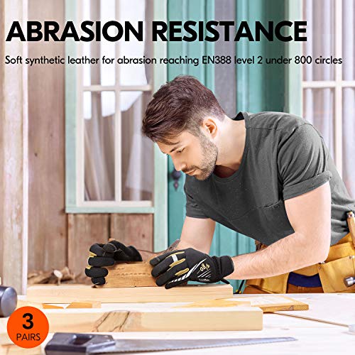 image for Vgo... Vgo 3Pairs High Dexterity Light Duty Mechanic Glove, Rigger Glo