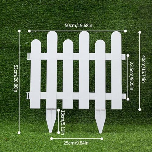 Image of Wonderland 1.3 Feet Tall (Pack of 4) with Spikes for Soil Insert Decorative White Plastic Garden Fence | 6.5 Feet Running Feet Fence Coverage | Boundary for Lawns, Pathway, Flower Beds, Home Garden