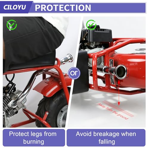 Image of Central Long Mini Bike Trumpet Exhaust Pipe for GMB100 CT100U | 3 Stage Under Seat Muffler Fits for Predator 79cc 3HP 98cc 154F 3.0HP Engine GPS Rascal 98 Lite FR-P Coleman Minibike Parts