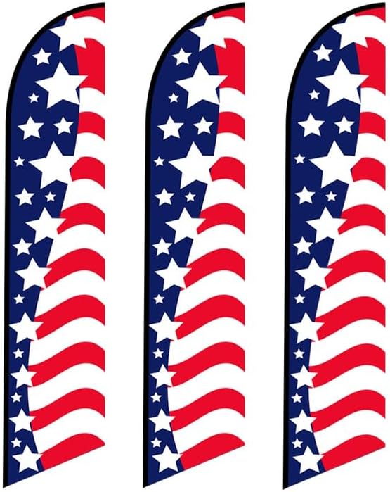 3 (Three) Pack Tall Windless USA American Flag Glory Stars on Left (Replacement Flags only)