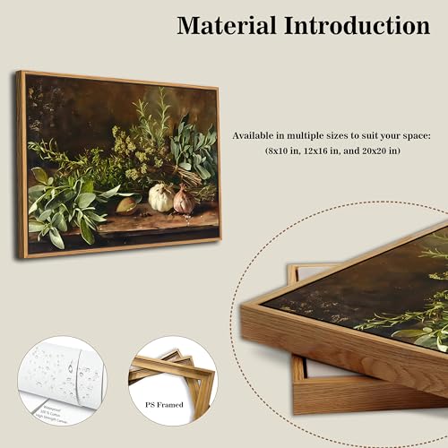 SAMHOU Floating Framed Canvas Wall Art, Vintage Aesthetic Kitchen Wall Decor, Nature Botanical Poster Prints for Farmhouse Living Room Dining Room Bedroom Home Decor 12x16 inch - Image 5