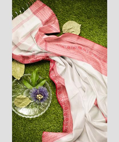 Image of eC ESHA'S COLLECTION Women's Cotton Blend Begumpuri Handloom Saree With Unstitched Running Blouse Piece