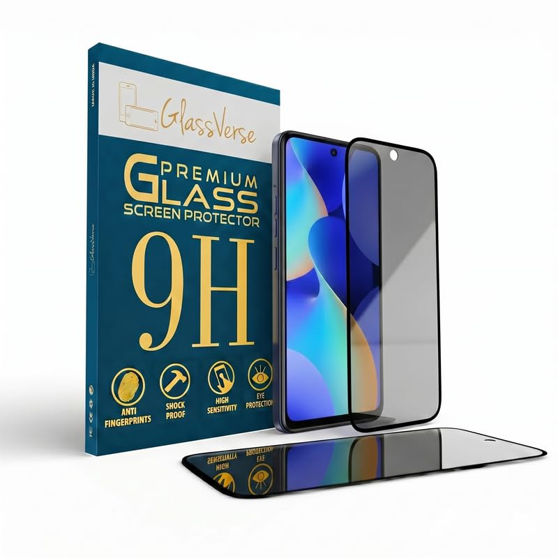 Image of GlassVerse Privacy Tempered Glass for Tecno Spark 10 Pro | Anti Spy Screen Protector, 9H Hardness, Edge to Edge, Case Friendly, Hassle-less Installation Kit Included. (Pack of 2)