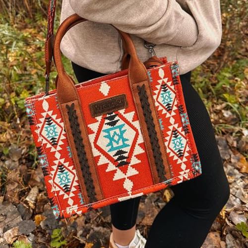 Image of Wrangler Purse Western Aztec Tote Bag Women Top Handle Handbags with Detachable Strap | Western