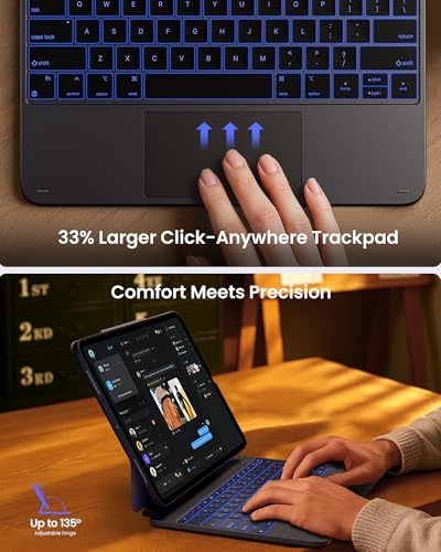 typecase EDGE+ スペースブラックキーボード カーボンファイバーブラックバックケース iPad Pro 13インチ 2024 M4トラックパッド用 取り外し可能なスリムカバー ペンシルホルダー付き マグネットスタンド 11色バックライト KB206130PE の商品画像 5