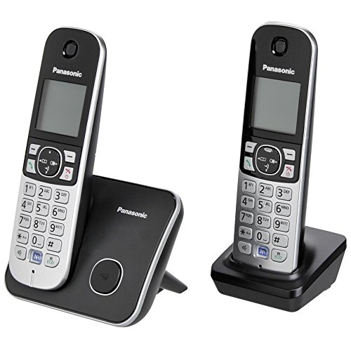 Panasonic KX-TG6812GB DECT trådlös telefon DUO utan telefonsvarare (låg strålning, eko-läge, GAP-telefon, fast telefon, samtalsspärr) svart