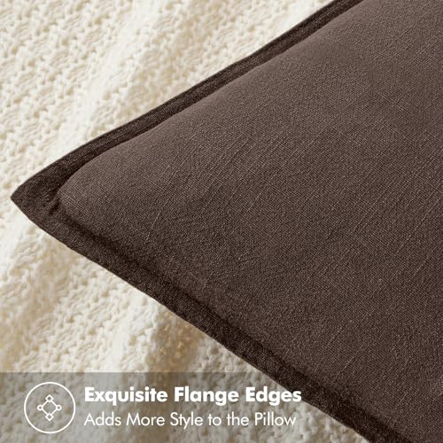 Image of MIULEE Decorative Linen Pillow Covers 20x20 Inch Reddish Brown Boho Farmhouse Neutral Couch Throw Pillows for Bed Pack of 2 Accent Modern Pillowcase Sofa Livingroom Home Decor