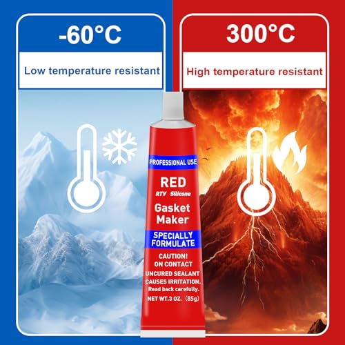 Image of 340g RTV Silicone Gasket Maker, Red Silicone Sealant Shockproof and Leakproof, High Temperature Resistant, RTV Sealant Can be Used in Engines, Transmissions, Superchargers and All Types of Gaskets