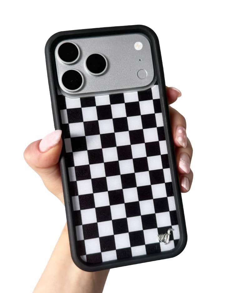 Image of Wildflower Cases - Compatible with iPhone 16 | Protective Black Bumper, 6.5ft Drop Test Certified, Women Owned Small Business | Checkers Black